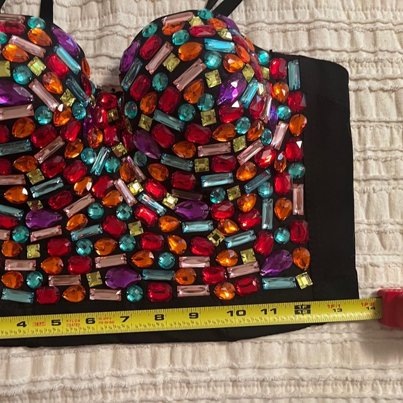 NWT Charmian Rhinestone Push Up Bra Bustier Cropped XL Club-wear Selena - Picture 13 of 13